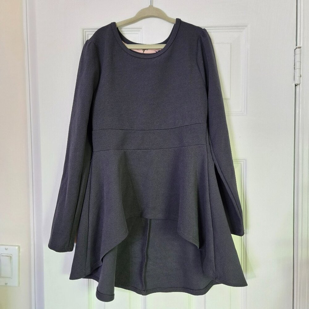 Gray Long Sleeve Peplum Top/Blouse - Size S